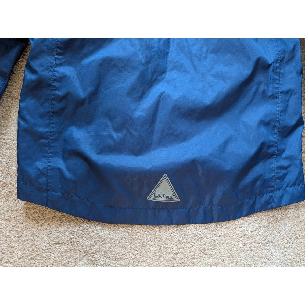 LL Bean Discovery Rain Jacket Kids 8 Blue Hooded
